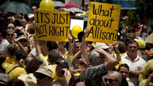 Thousands attended a rally for Allison Baden-Clay in King George Square.two years ago,