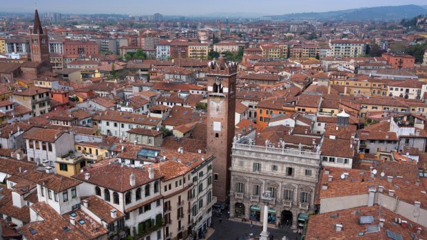 The view of Verona from Torre dei Lamberti, Lamberti Tower.