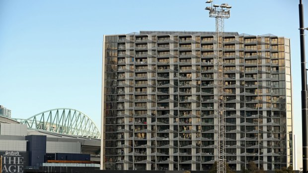 The Lacrosse building in Melbourne's Docklands was hit by fire in 2014. 