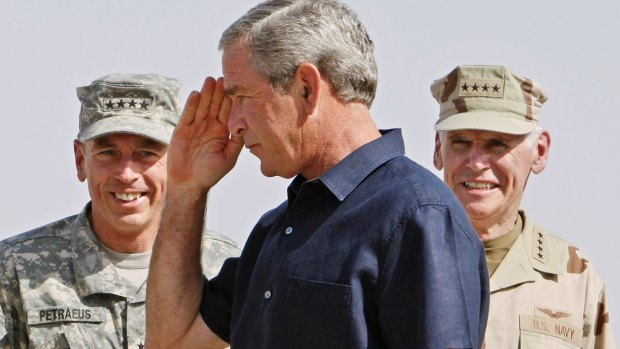 President Bush at Al-Asad Airbase in Anbar province, Iraq in September 2007.