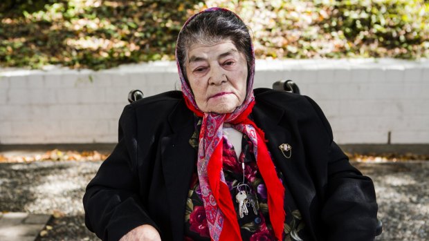 Palmira De Simone, 89, was robbed in her Braddon driveway on Friday morning.