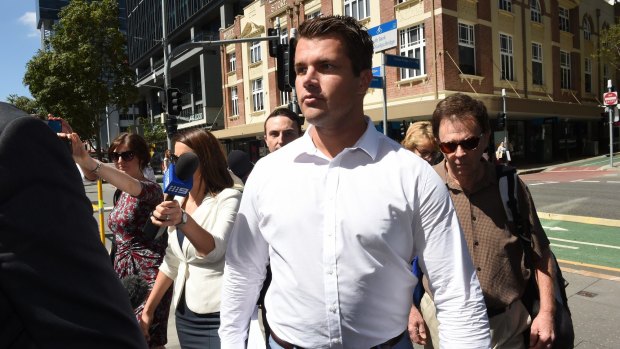 Gable Tostee arrives at the Supreme Court on Monday morning.