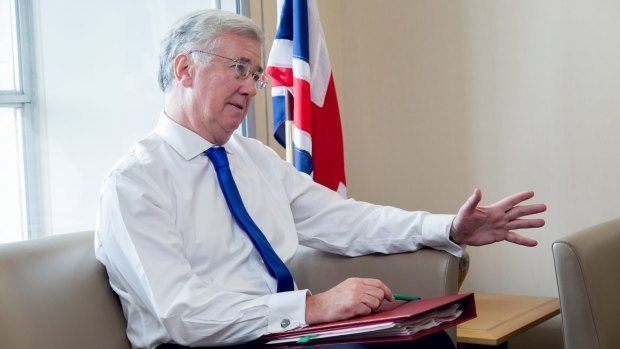 UK Defence Secretary Michael Fallon during his interview with Fairfax Media.