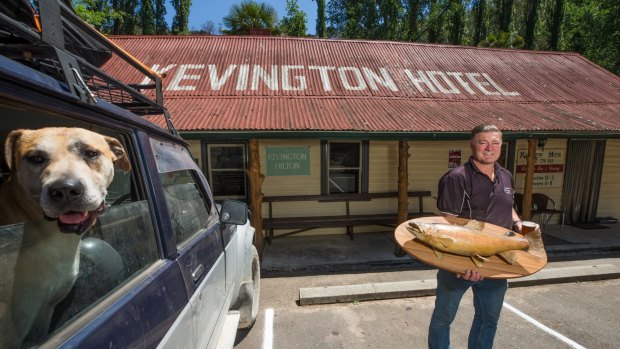 Four wheel drives, fishing and good times: Wayne Poole at the Kevington Hotel, built in 1862 - in Victoria's north-eastern high country - which is for sale. 