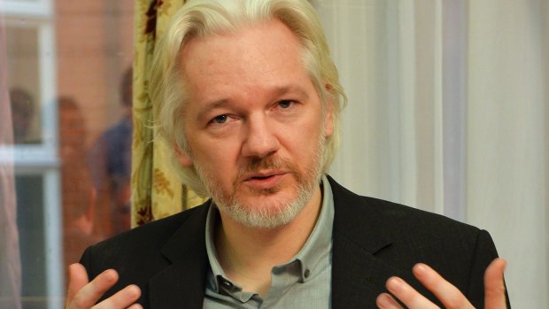 Julian Assange at the Ecuadorian embassy in London in August.