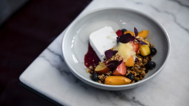 The granola comes with coconut mousse.