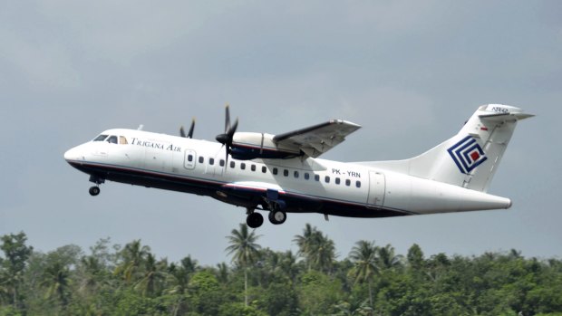 A Trigana Air Service ATR42 twin turboprop plane; the same model lost in a crash at the weekend.