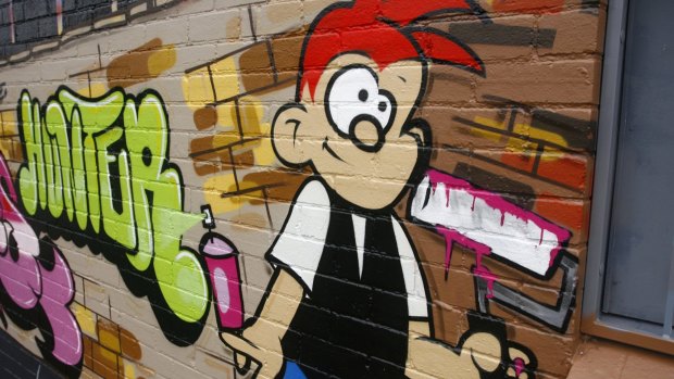 Voter intentions: A street mural depicting comic strip character Ginger Meggs.