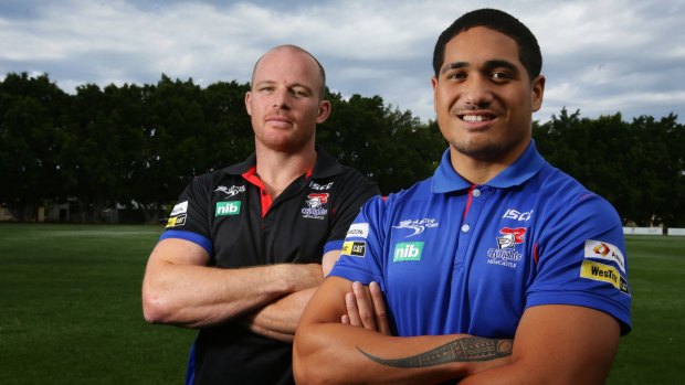Young gun: Sione Mata'utia (right) and Beau Scott have been named in the Kangaroos squad.