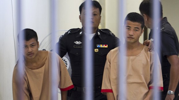 Death penalty: Myanmar workers Win Zaw Htun, right, and Zaw Lin.