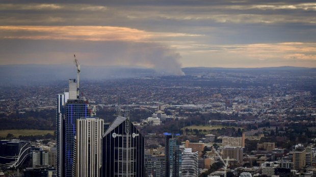 Smoke from the Coolaroo fire was visible from the CBD on Thursday.