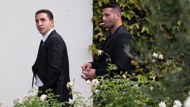 Made then unmade: Brunswick organised crime boss Rocco Arico (left) at a funeral in 2016.