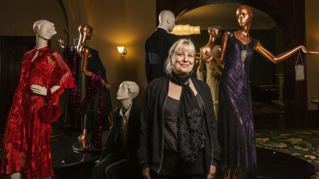 Marion Boyce at her exhibition of costumes at Old Government House.