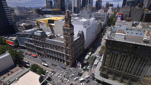 Police lock down Bourke Street mall on Friday.