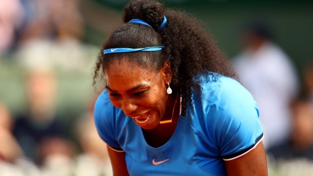 Serena Williams celebrates a point.