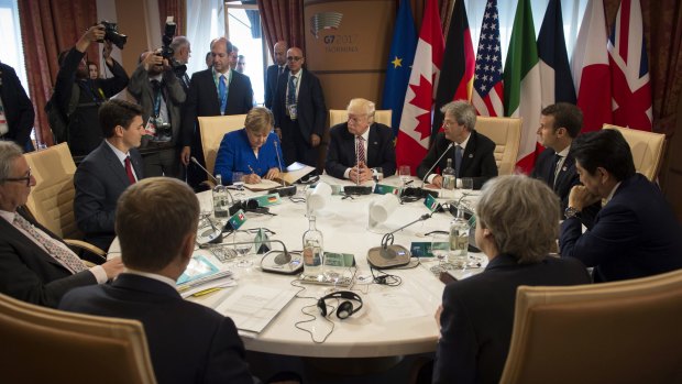 G7 leaders met in Sicily on Friday to discuss trade, climate change, refugees and other issues. 