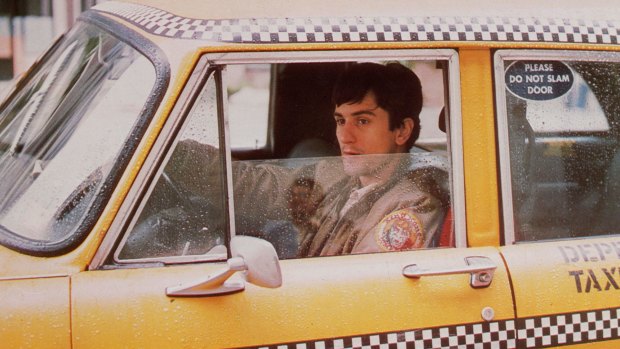 Robert De Niro as one of Martin Scorsese's infamous characters, Travis Bickle, in <i>Taxi Driver</i>.