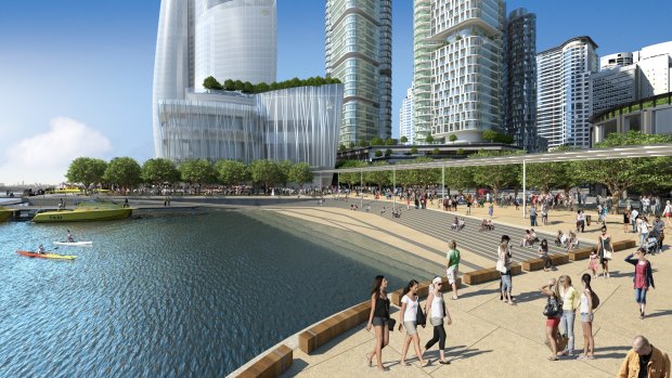 Artist's impression of Crown Sydney at Barangaroo, designed by Wilkinson Eyre Architects.