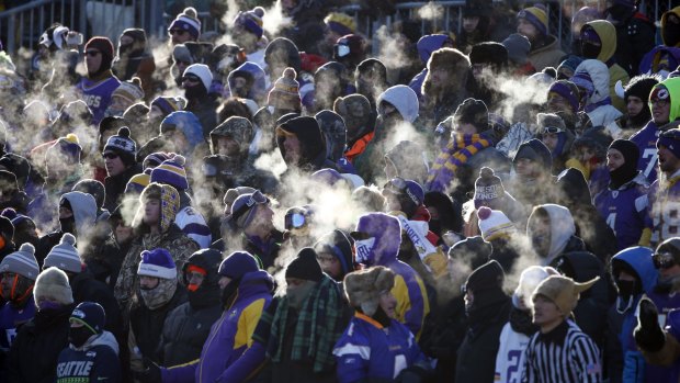 Icy: brave Vikings fans during the play-off loss to Seattle.