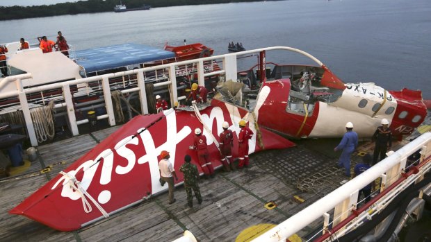 Wreckage of part of the ill-fated AirAsia Flight 8501 that crashed in the Java Sea in December 2014.