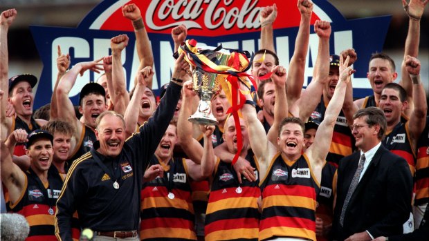 South Australia's finest: Coach Malcolm Blight and the Crows celebrate their 1998 grand final victory.