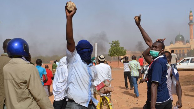 At least 1000 youths assembled at the grand mosque in the capital Niamey to protest.