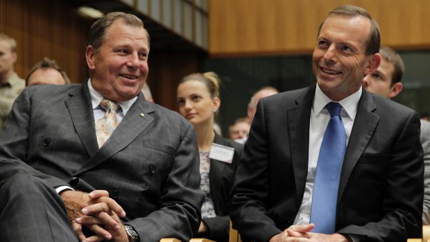 Federal Liberal MP Bob Baldwin with Prime Minister Tony Abbott in 2012.