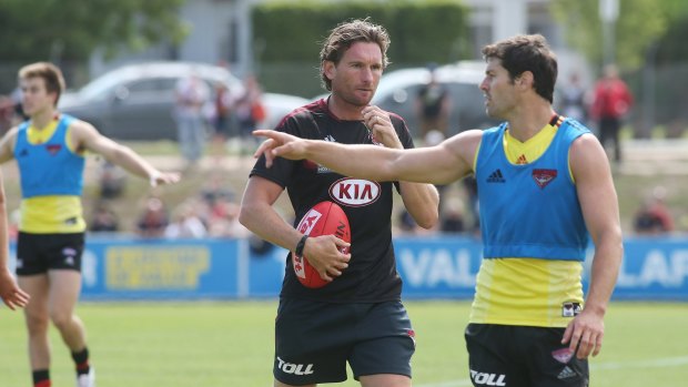 James Hird at a training session on Australia Day.