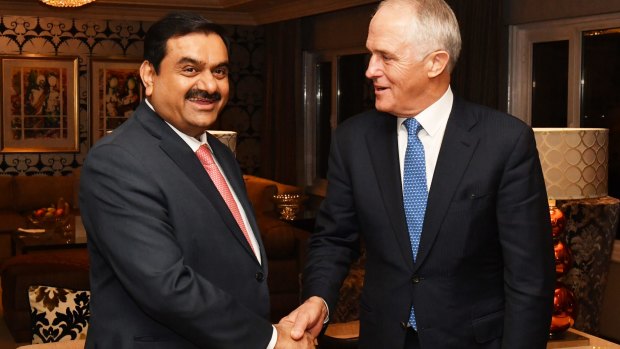 Adani Group founder Gautam Adani, pictured with Prime Minister Malcolm Turnbull in April.