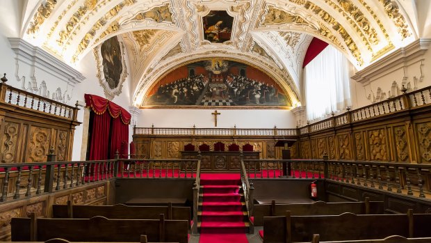 A meeting room at the University of Salamanca, which was granted a royal charter by Alfonso IX of Leon in 1218.