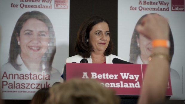 Labor leader Annastacia Palaszczuk speaks to the party faithful.