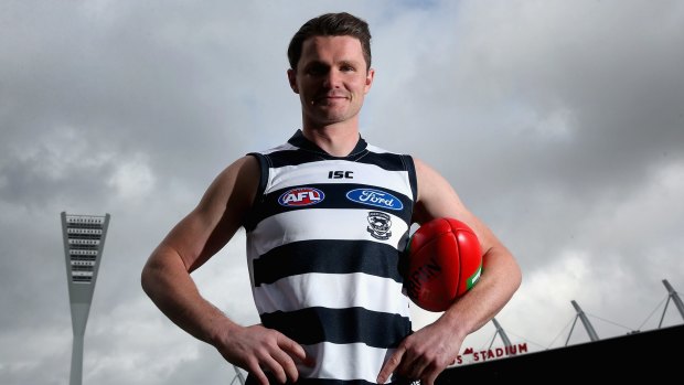 A good fit: Patrick Dangerfield at Simonds Stadium on Monday.