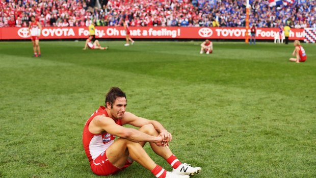 Sad Swan: There was no joy for Sydney's Josh Kennedy in the 2016 AFL grand final. 