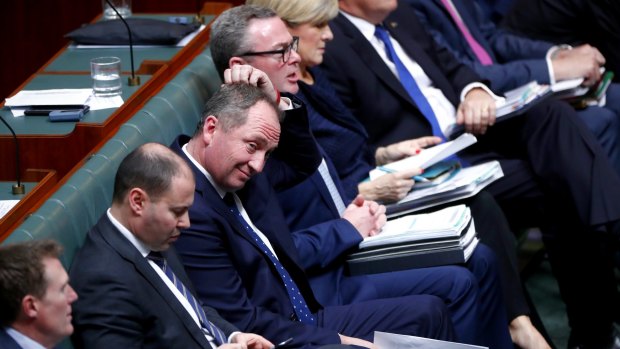 Deputy Prime Minister Barnaby Joyce on the frontbench during question time on Monday.