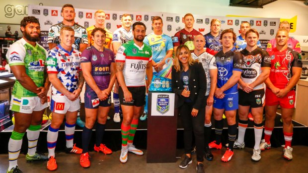 Showing their colours: The launch of the NRL Auckland Nine jerseys on Tuesday.