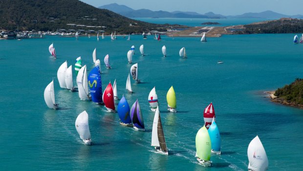 One of the most spectacular sights in Australian yachting is a spinnaker run in the Whitsundays.