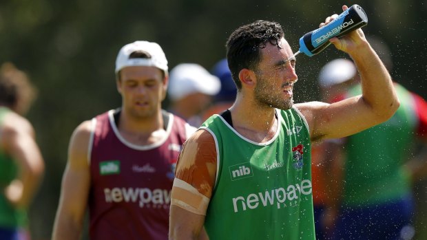 Cool runnings: Brock Lamb in training with the Knights.
