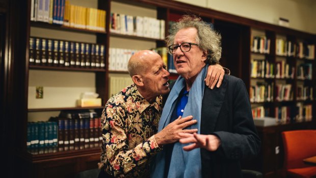 David Helfgott and Geoffrey Rush at the National Film and Sound Archive to celebrate 20 years since the release of 
