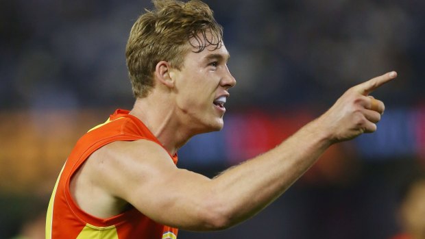 Hot shot: Tom Lynch kicked seven goals for Gold Coast in their win over Carlton. 