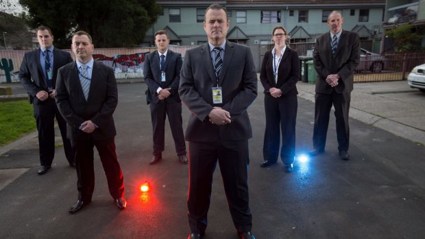 Detectives from the newly-formed North West Metro Crime Squad (L-R): First Constable Arthur Ufnalski, Detective Sergeant Ken Ramage, First Constable Thomas Asciak, Detective Senior Sergeant Jeff Cocks, Senior Constable Meagan Cornish and Detective Sergeant Craig McSwain. 