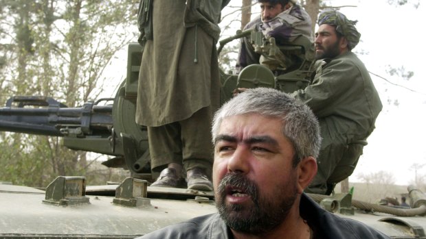 Abdul Rashid Dostum near Mazar-e-Sharif in northern Afghanistan in November 2001, when he and his men were fighting alongside US-led coalition forces.