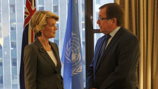 Foreign Affairs Minister Julie Bishop with New Zealand Minister for Foreign Affairs Murray McCully. 
