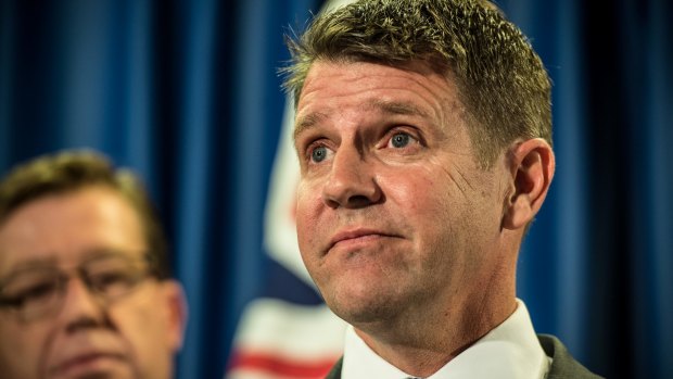 "I got it wrong": Then premier Mike Baird announcing a reversal of the greyhound racing ban last October. 