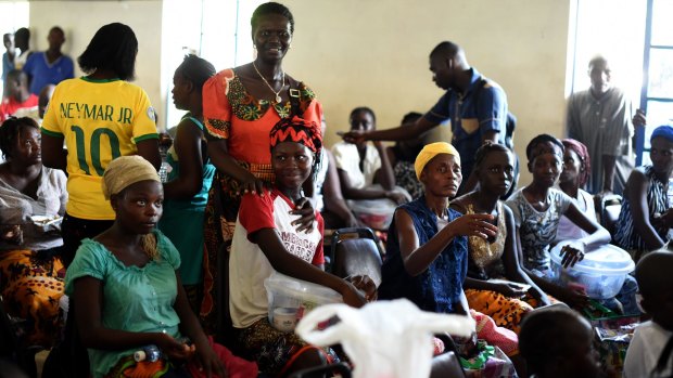 In recovery: Ebola survivors at a treatment centre in Freetown, Sierra Leone.