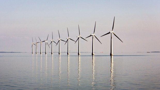 An offshore wind farm near the Danish island of Samso.