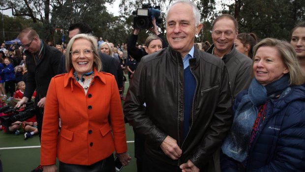 Prime Minister Malcolm Turnbull, with Lucy Turnbull – and his leather jacket.