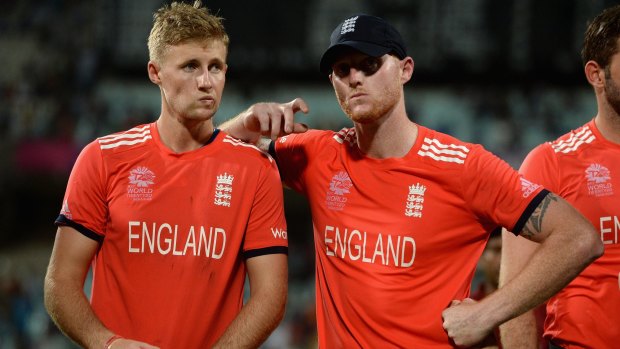 Joe Root (left) and Ben Stokes during the presentation.