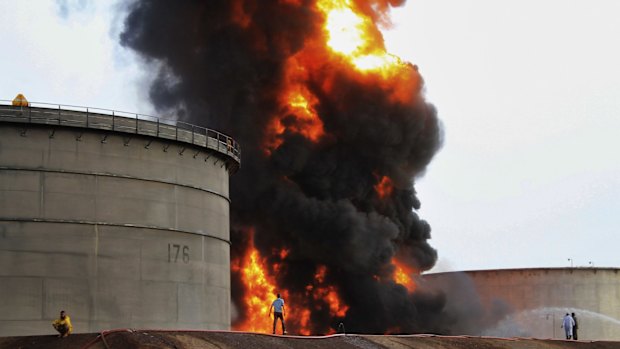 An oil refinery was attacked by Houthi rebels in Aden in July.