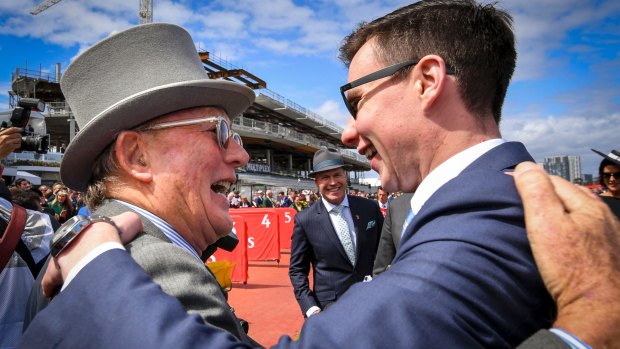 Lloyd Williams (left), pictured with Joseph O'Brien, bookended the race with the first two placegetters, and the horses that finished last and second last.