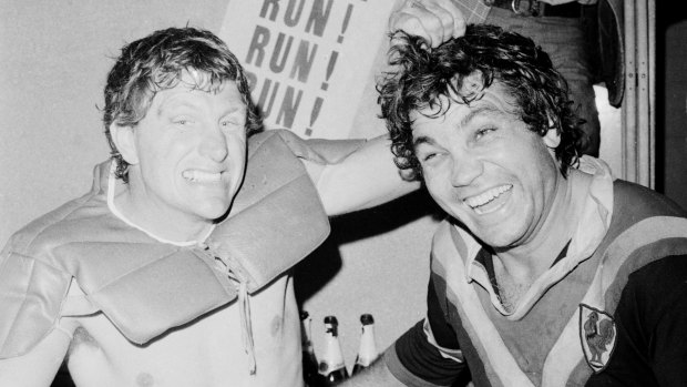 One of the greats: Ron Coote with Arthur Beetson celebrating a grand final victory in 1975.